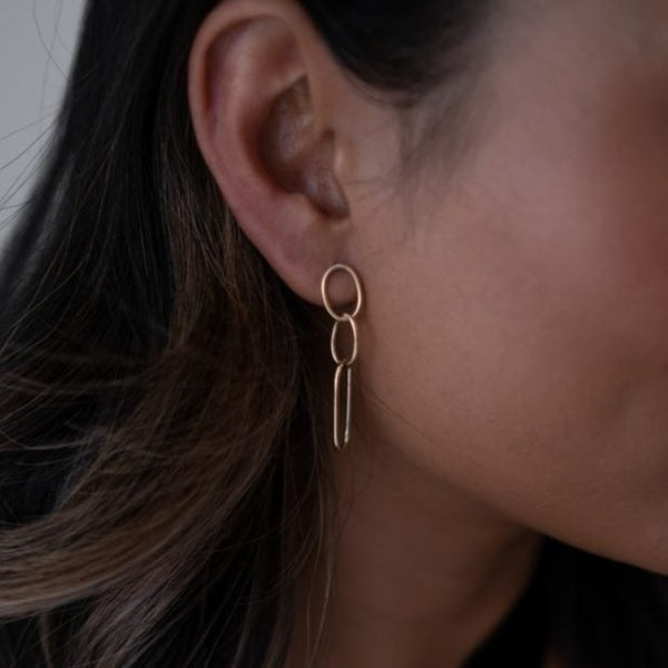 Linked Oval Drop Earrings