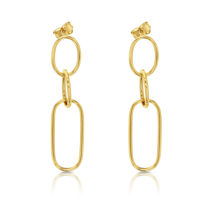 Linked Oval Drop Earrings