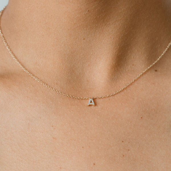 Yellow Gold Diamond Letter Necklace