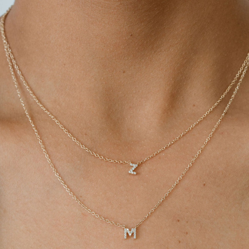 Yellow Gold Diamond Letter Necklace