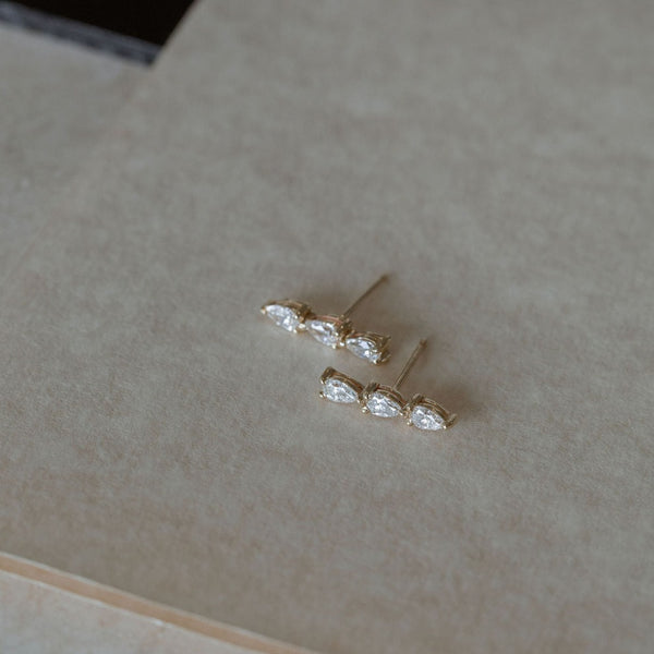 Diamond Pear Studs